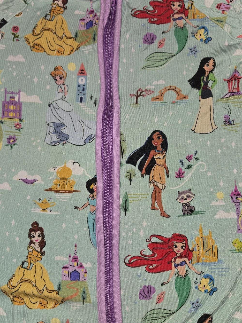 Disney Little Sleepies Princess Print Footed One-Piece Pajamas VGUC SZ 12-18M